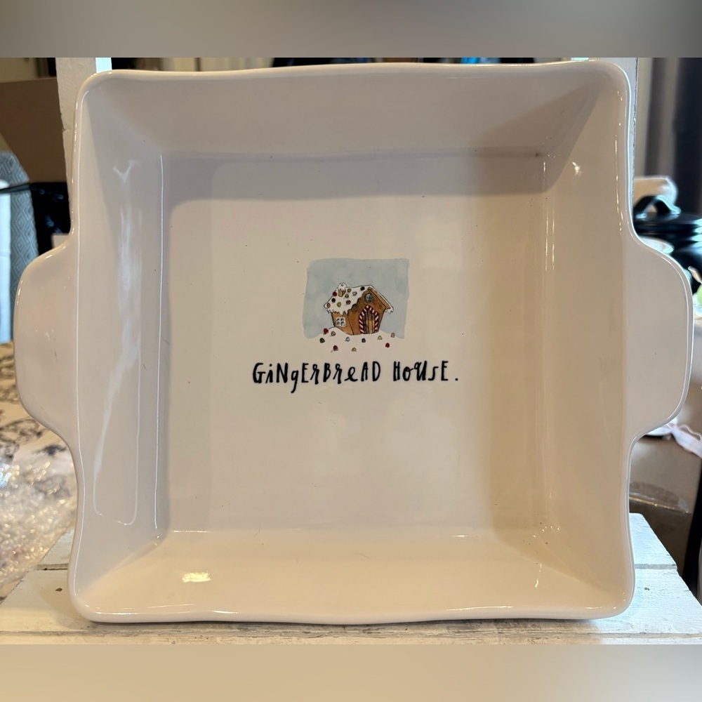 Rae Dunn Festive Baking Dish - White